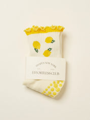 Lemon Ruffle Grip Socks