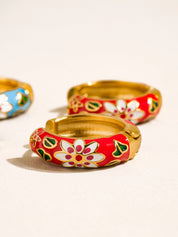 Isabeau Vintage Floral Hoop Earrings