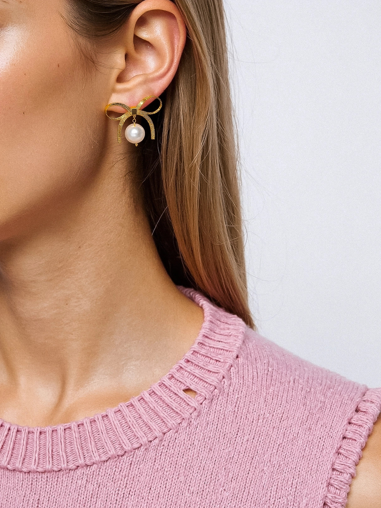 Alice Bow Dangle Pearl Earring