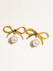 Alice Bow Dangle Pearl Earring