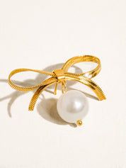 Alice Bow Dangle Pearl Earring