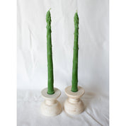 Asparagus Beeswax Candle Taper Pair