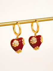 Bea Vintage Floral Heart Earrings
