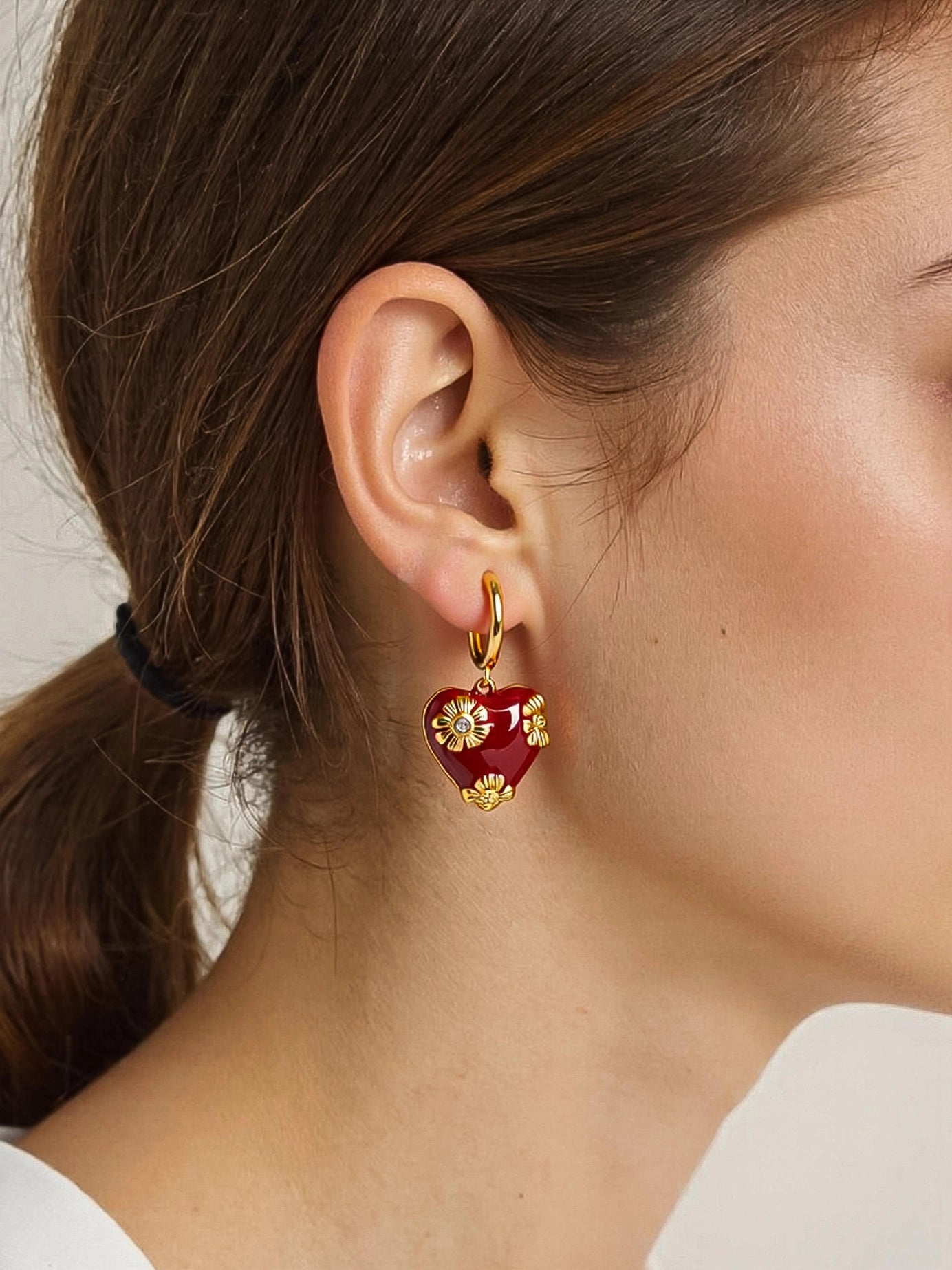 Bea Vintage Floral Heart Earrings