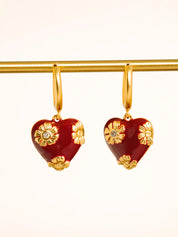 Bea Vintage Floral Heart Earrings