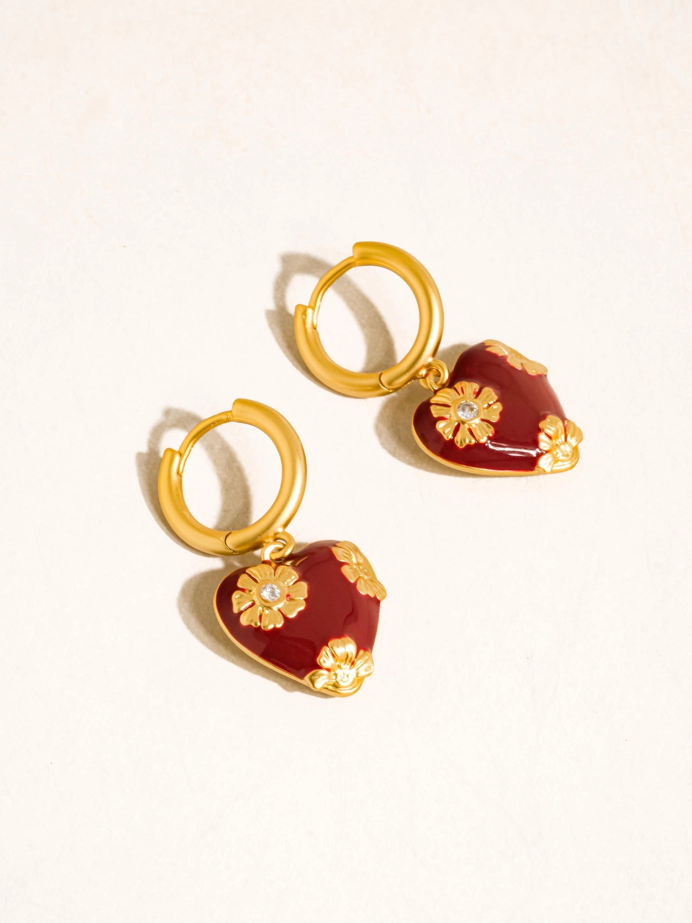 Bea Vintage Floral Heart Earrings