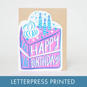 Birthday Cake Die-Cut Letterpress Greeting