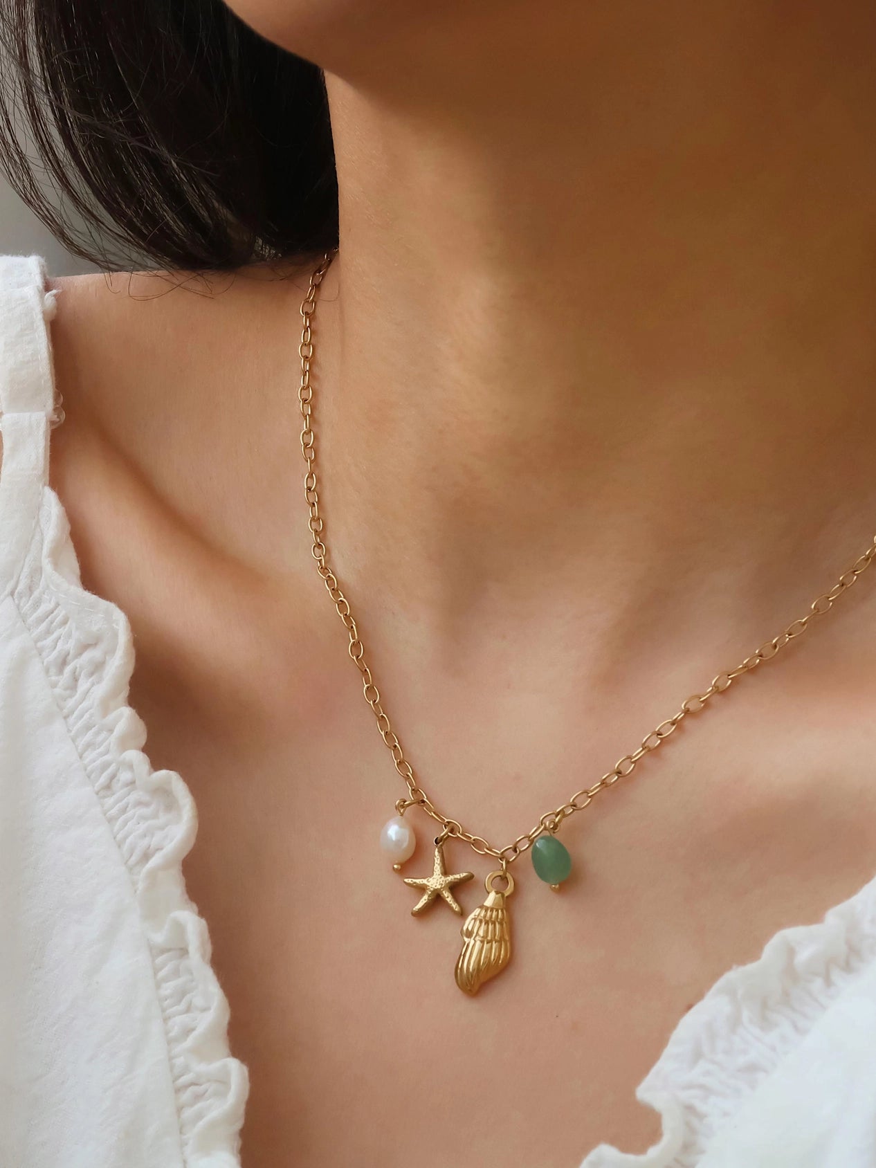 Bonbon Pearl and Shell Charm Necklace