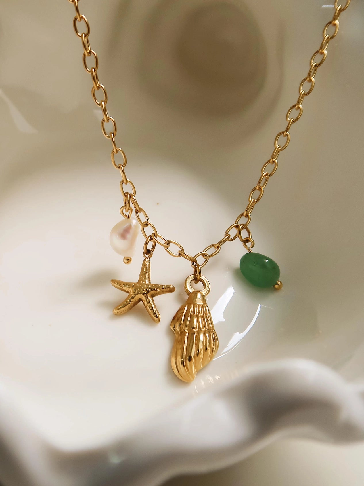 Bonbon Pearl and Shell Charm Necklace