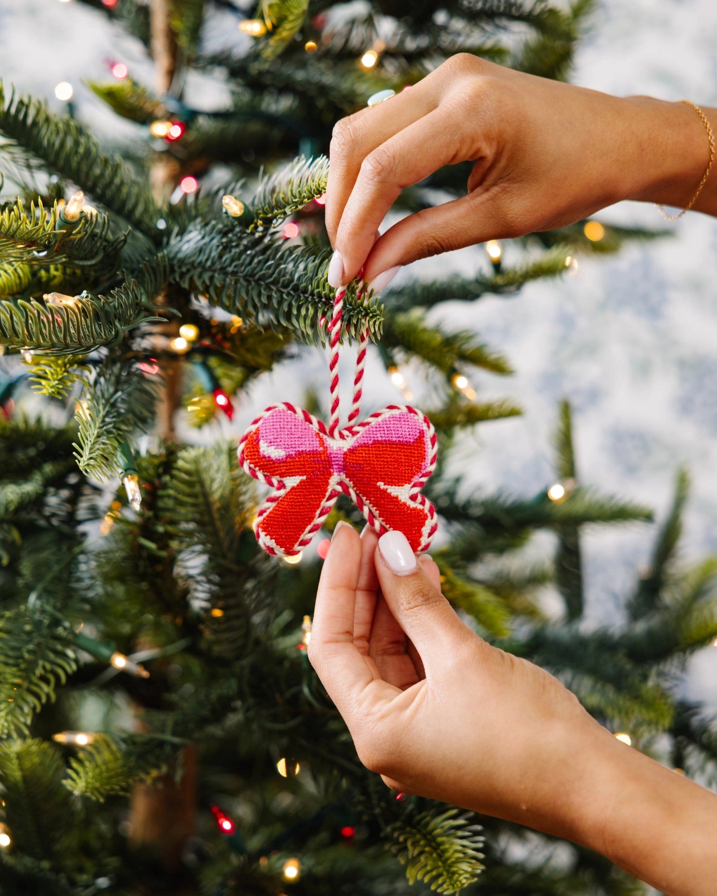 Bow Needlepoint Ornament