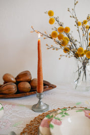Carrot Beeswax Candles Taper Pair
