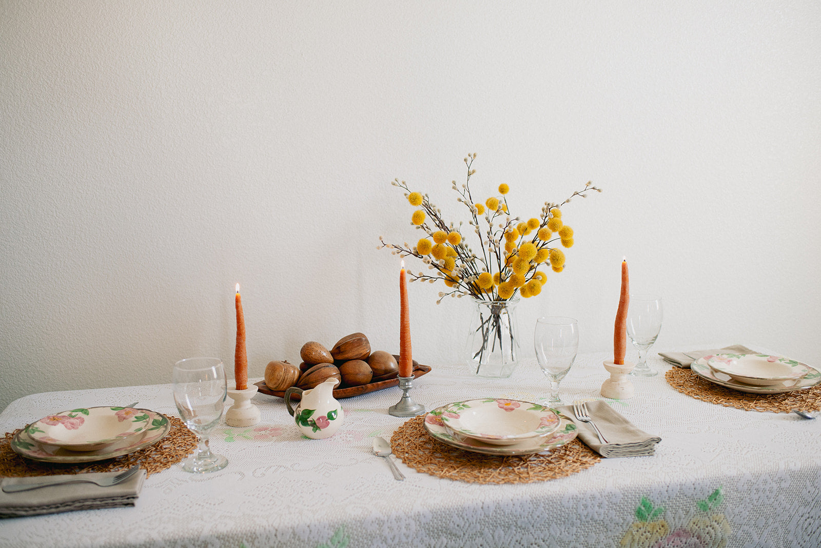 Carrot Beeswax Candles Taper Pair
