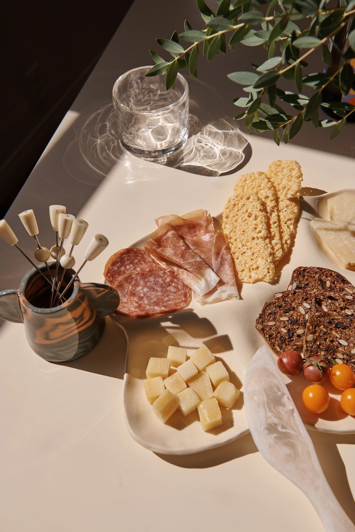 White Stoneware Charcuterie Board