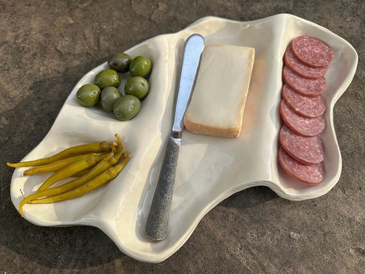 White Stoneware Charcuterie Board