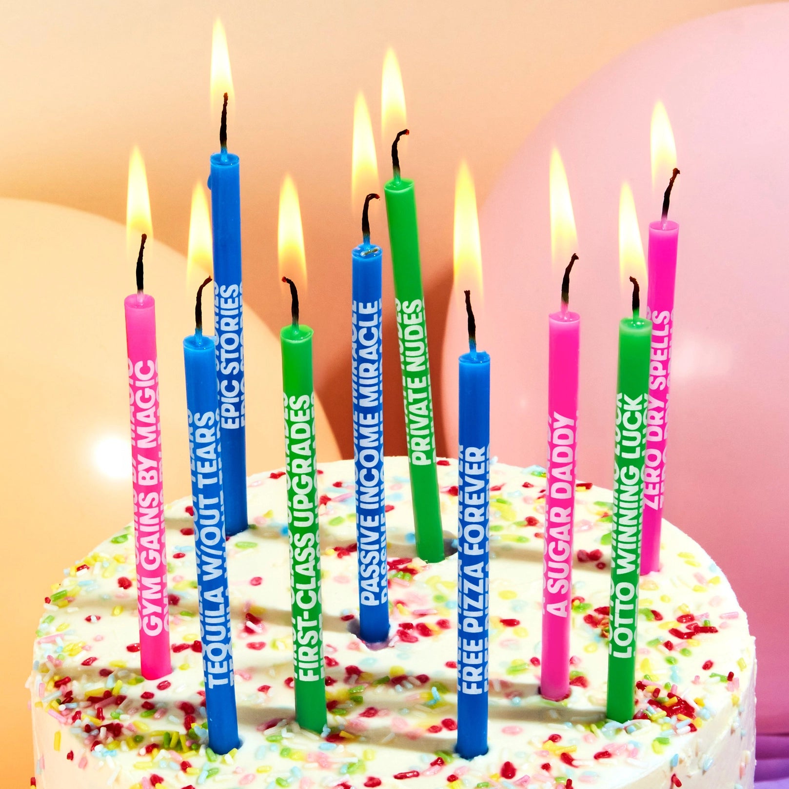 Wishing You: Cheeky Edition Long Birthday Candles (10 Pack)