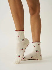 Cherry Petal Grip Socks