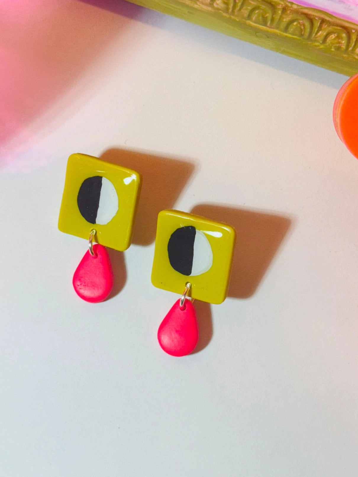 Citrus Green Eye Earrings