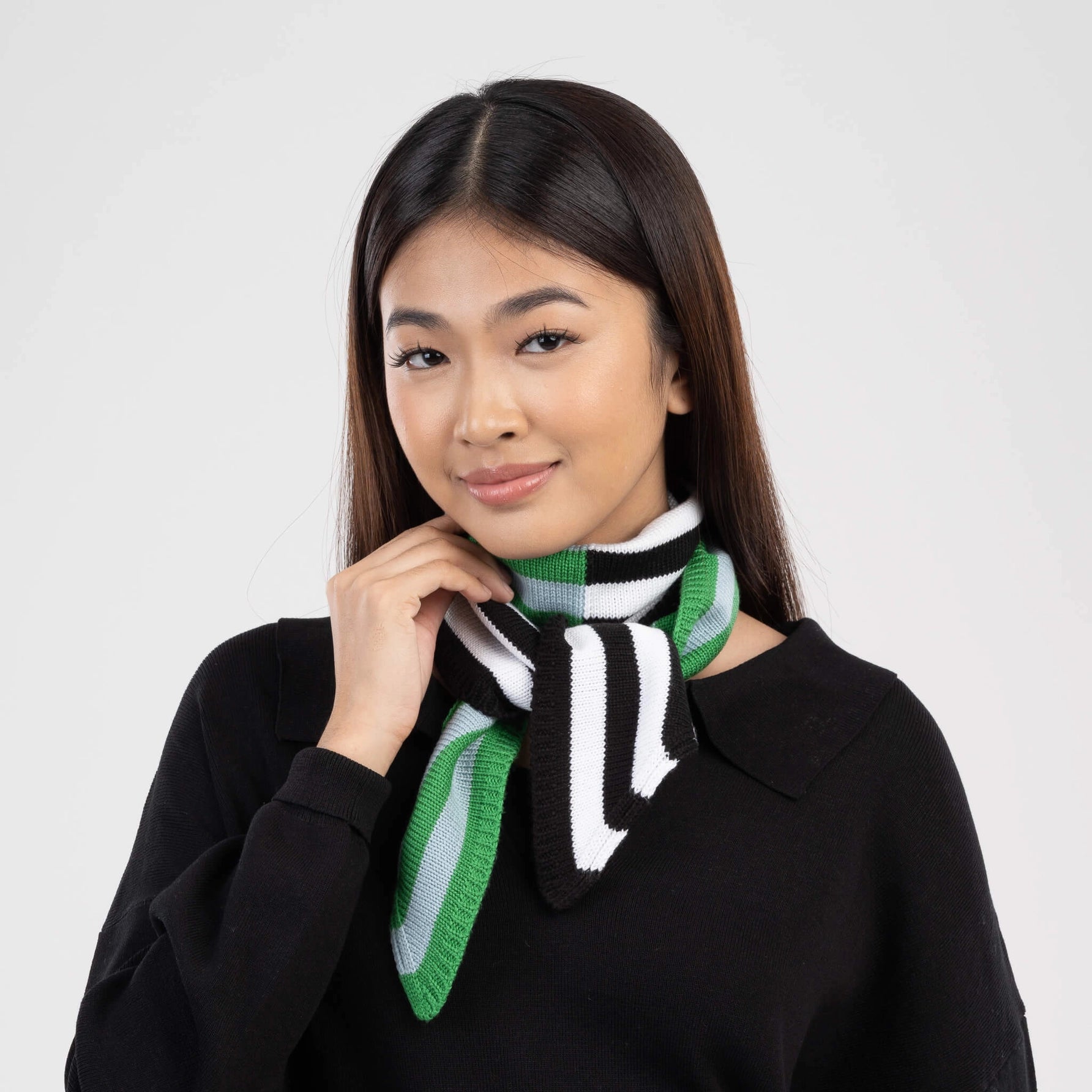 Colorblock Stripe Mini Ribbon Scarf