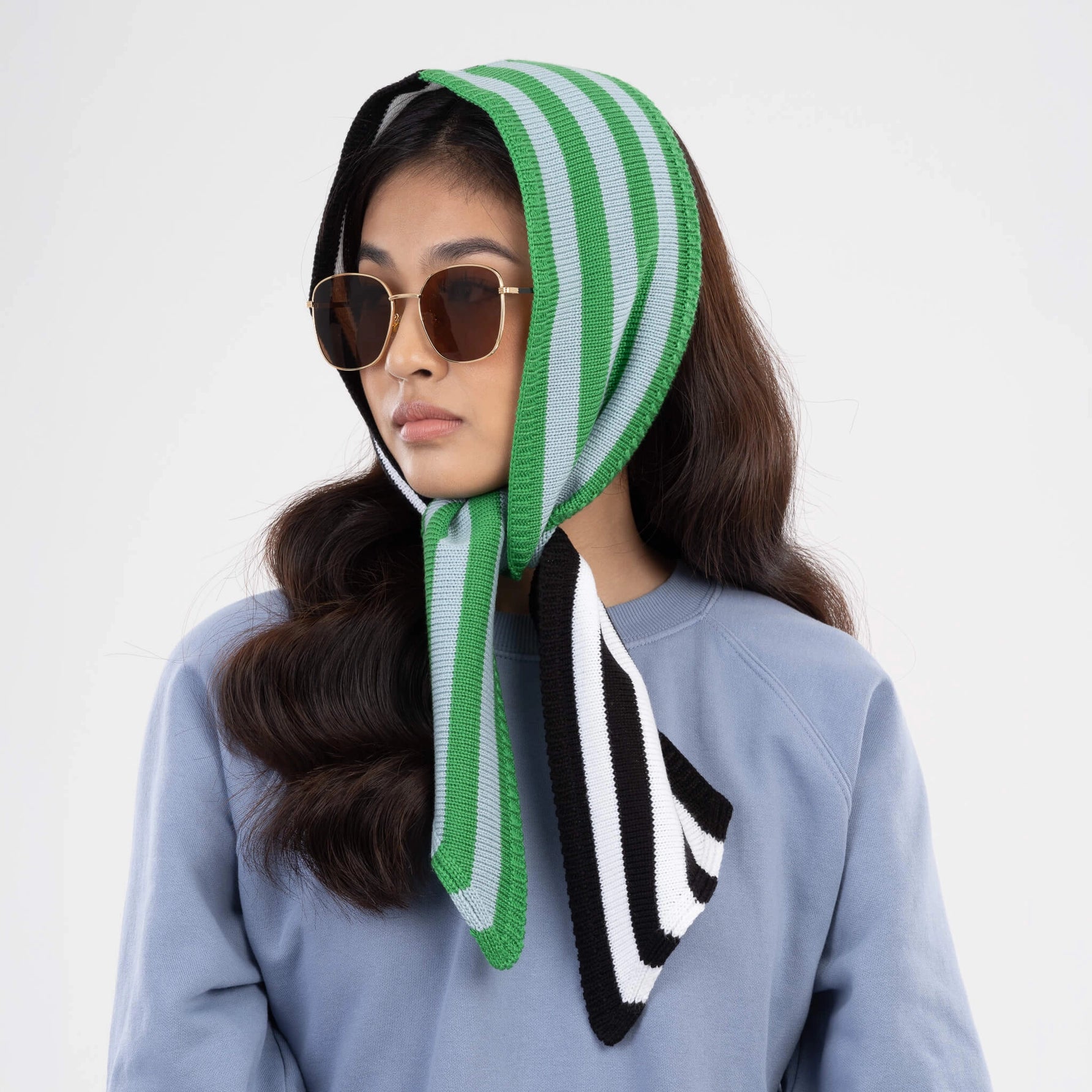 Colorblock Stripe Mini Ribbon Scarf