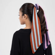Colorblock Stripe Mini Ribbon Scarf