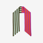 Colorblock Stripe Mini Ribbon Scarf
