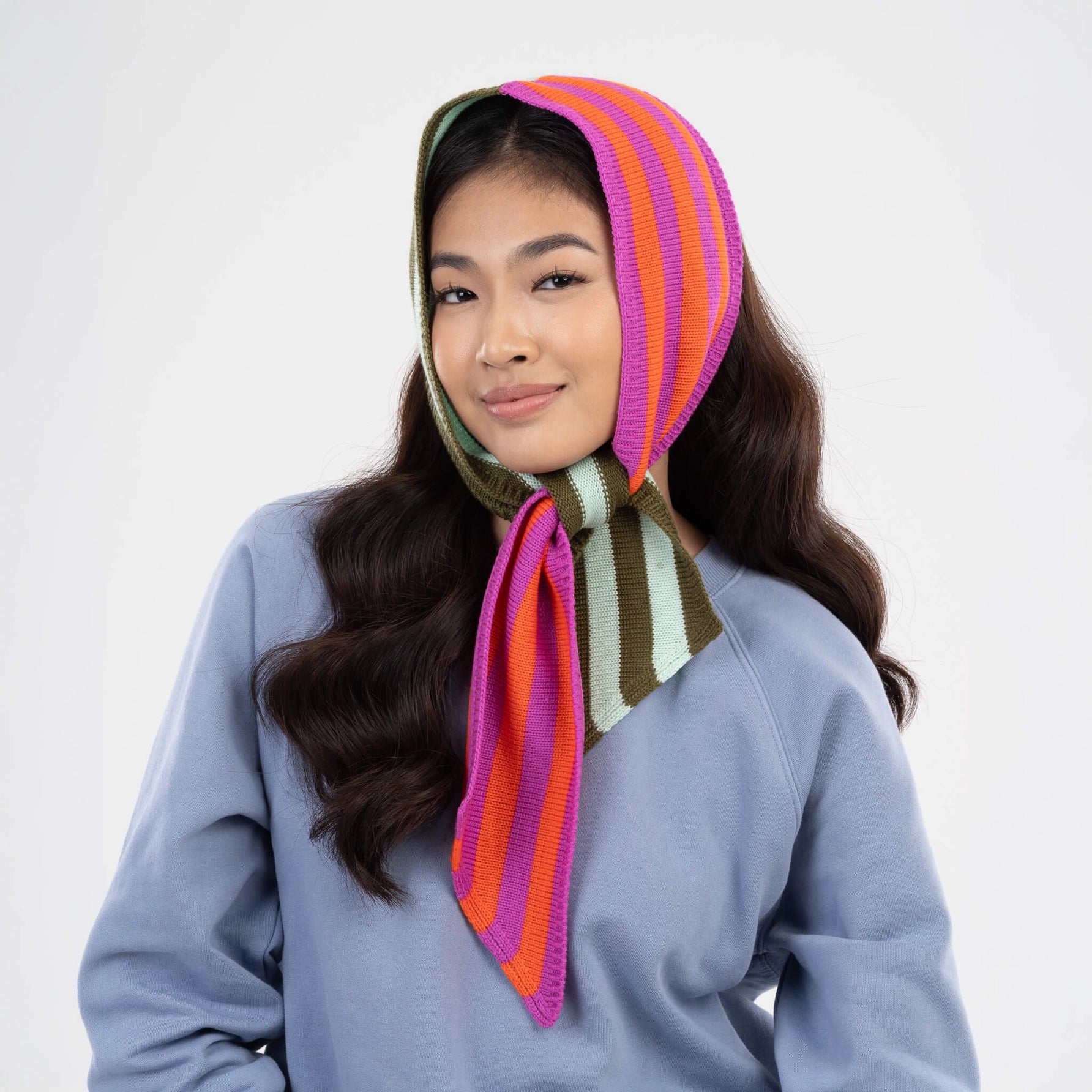 Colorblock Stripe Mini Ribbon Scarf