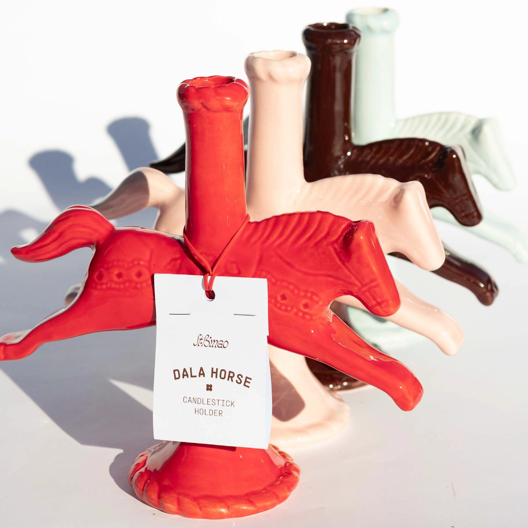 Ceramic Dala Horse Candlestick Holder