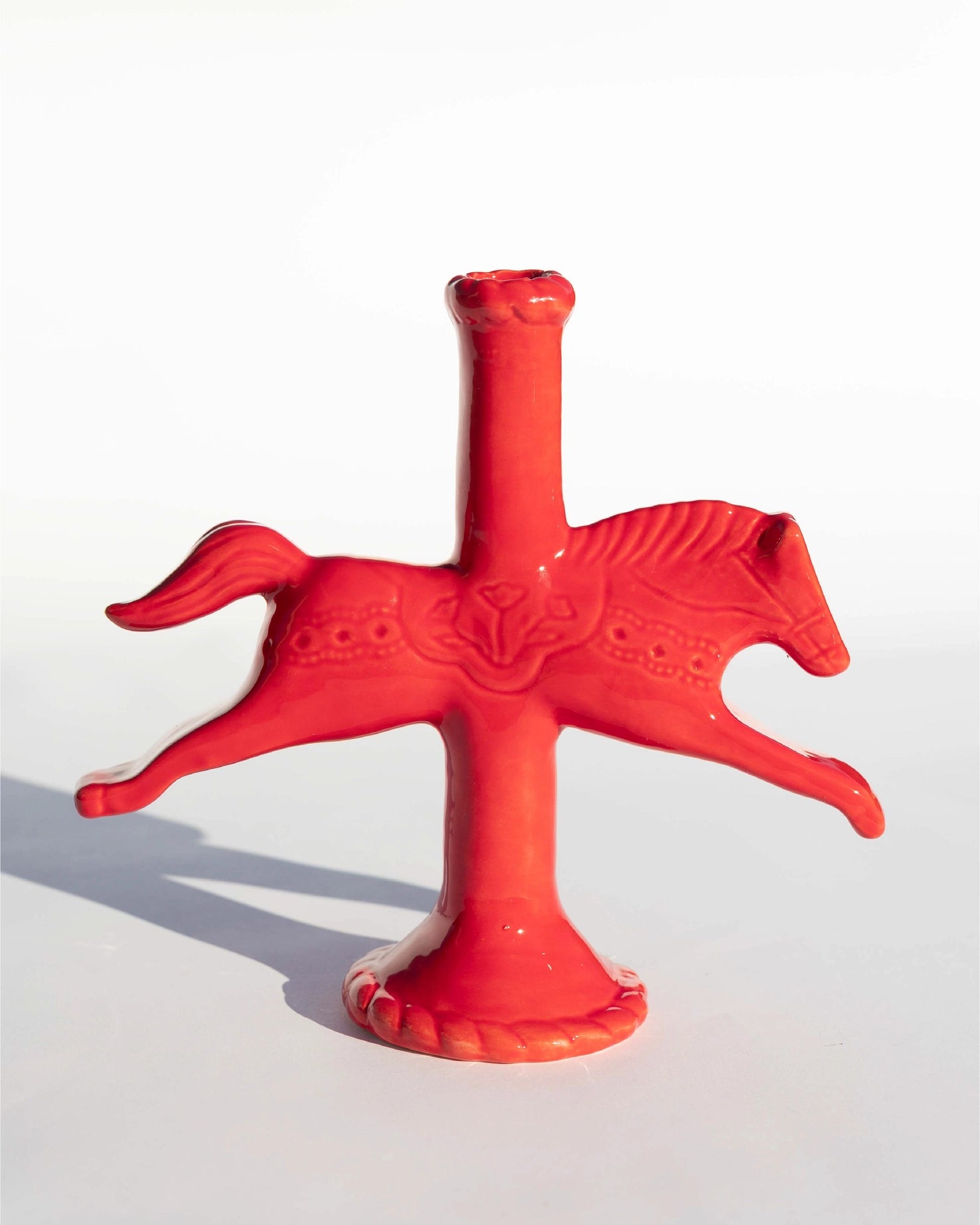 Ceramic Dala Horse Candlestick Holder