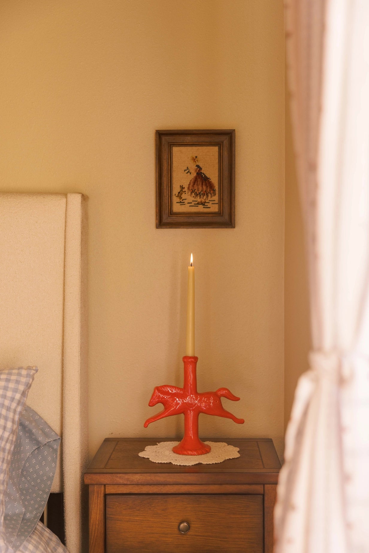 Ceramic Dala Horse Candlestick Holder