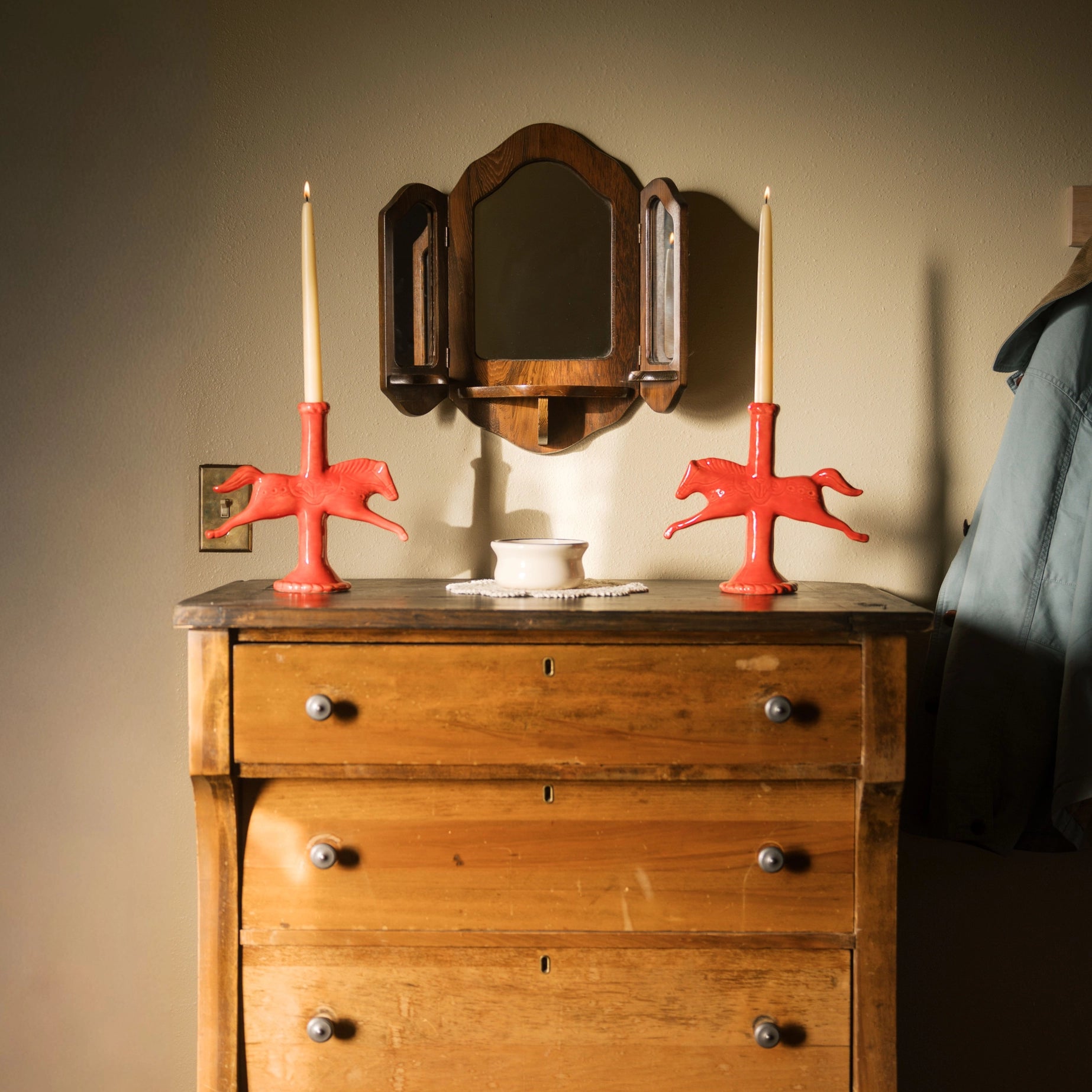 Ceramic Dala Horse Candlestick Holder