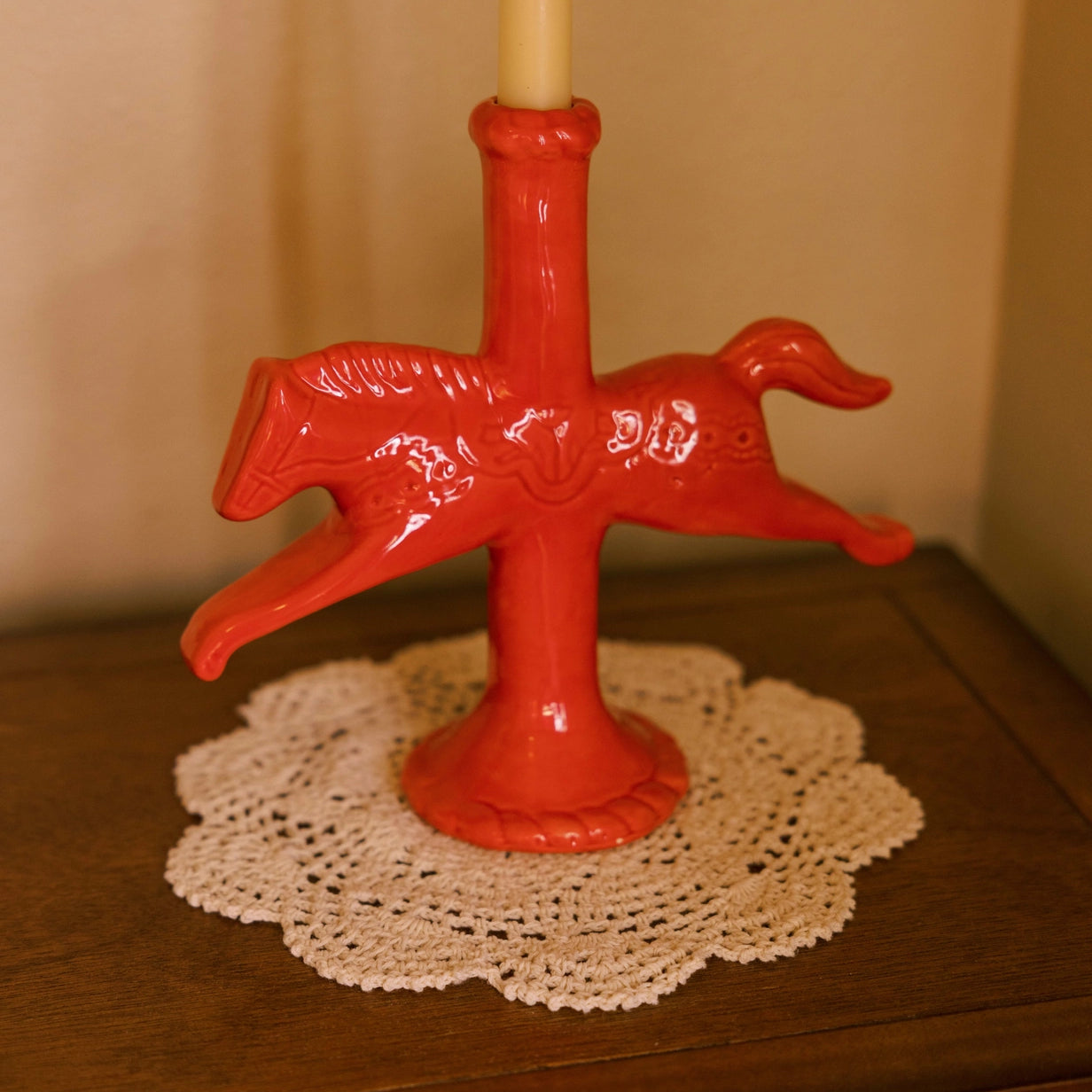 Ceramic Dala Horse Candlestick Holder