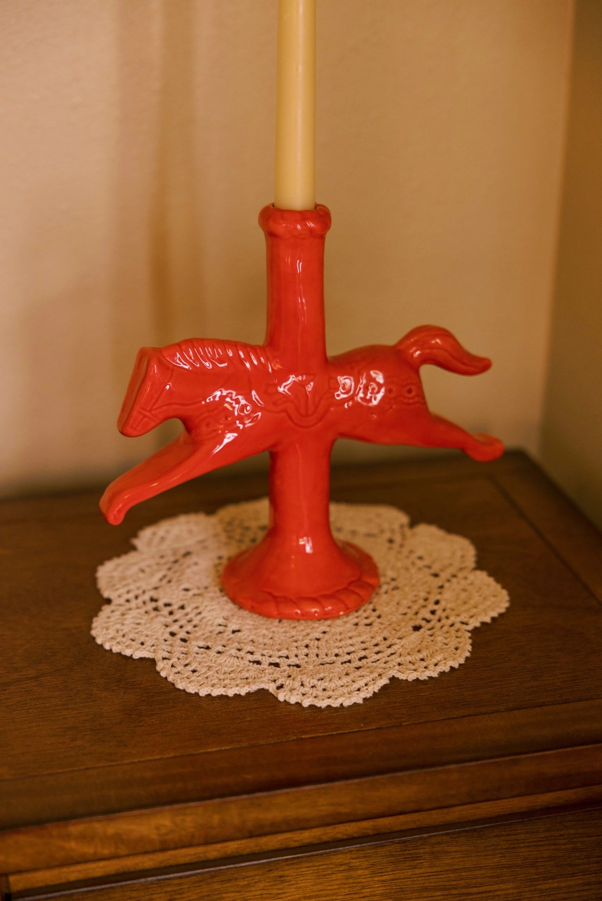 Ceramic Dala Horse Candlestick Holder