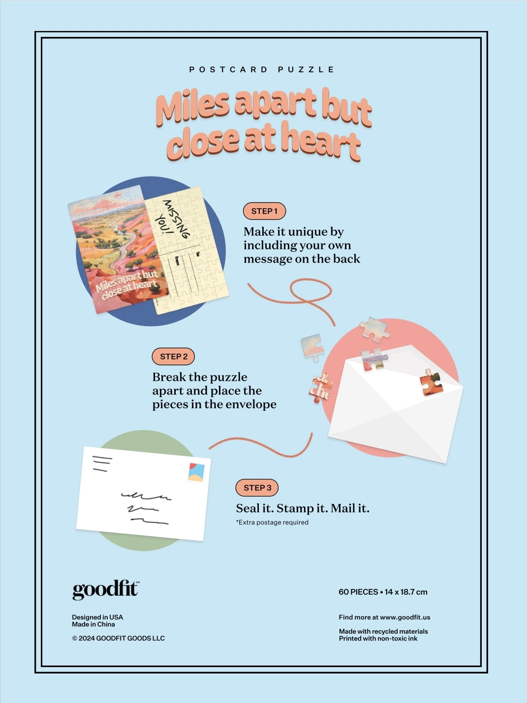 Postcard Puzzle - Miles Apart But Close At Heart