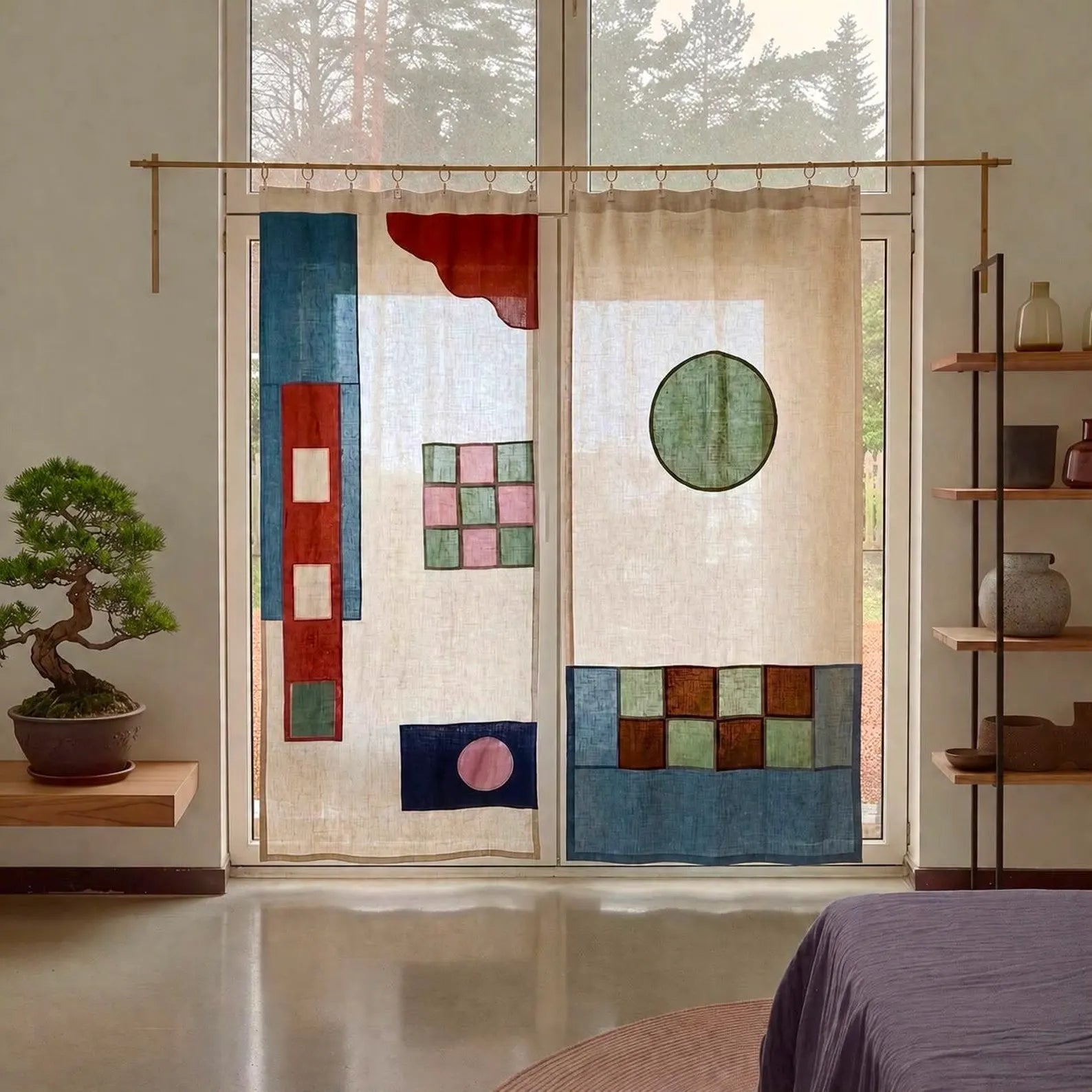 Korean Bojagi Style Linen Curtains
