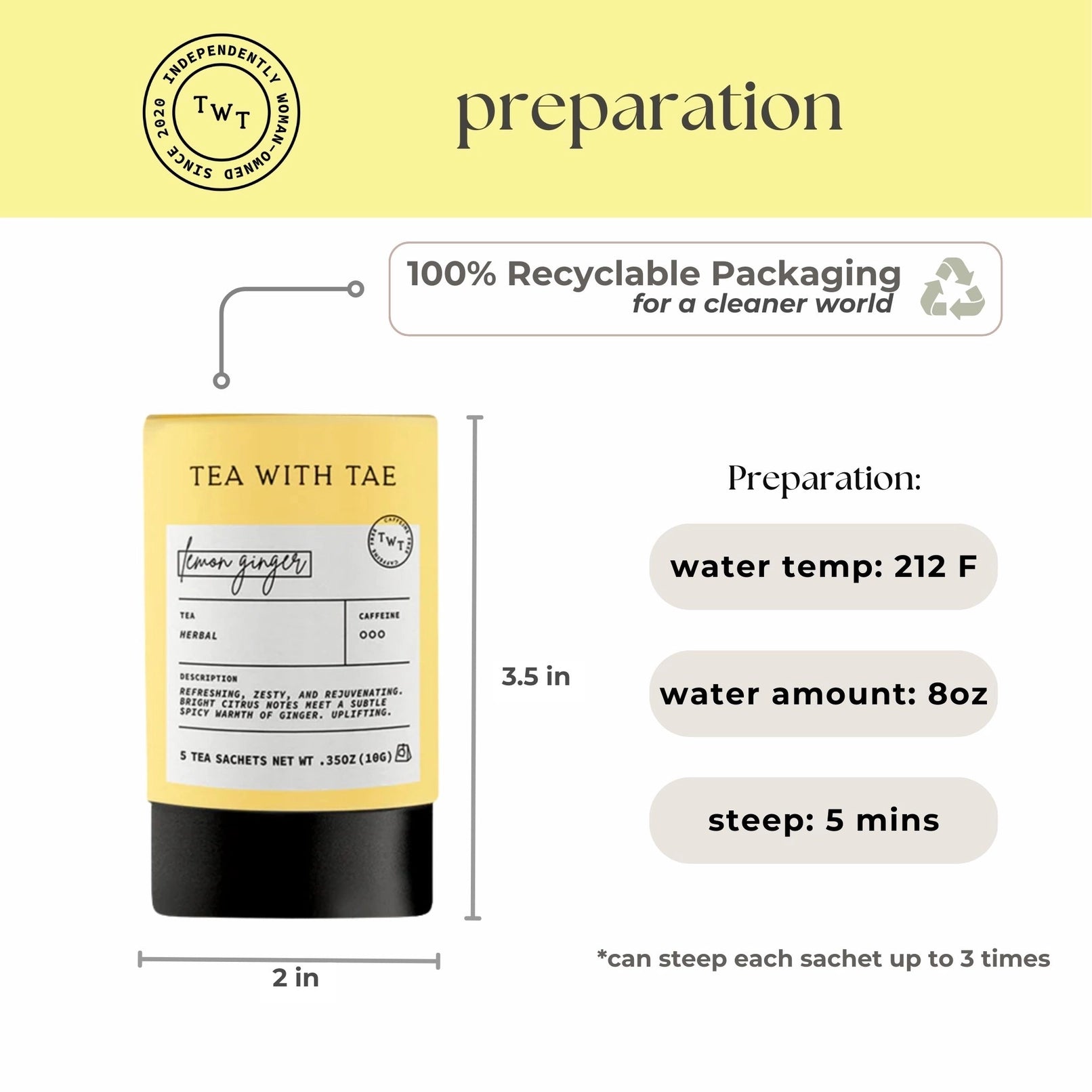 Lemon Ginger Herbal Tea Mini Tube
