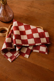 Linen Chequers Napkin Set