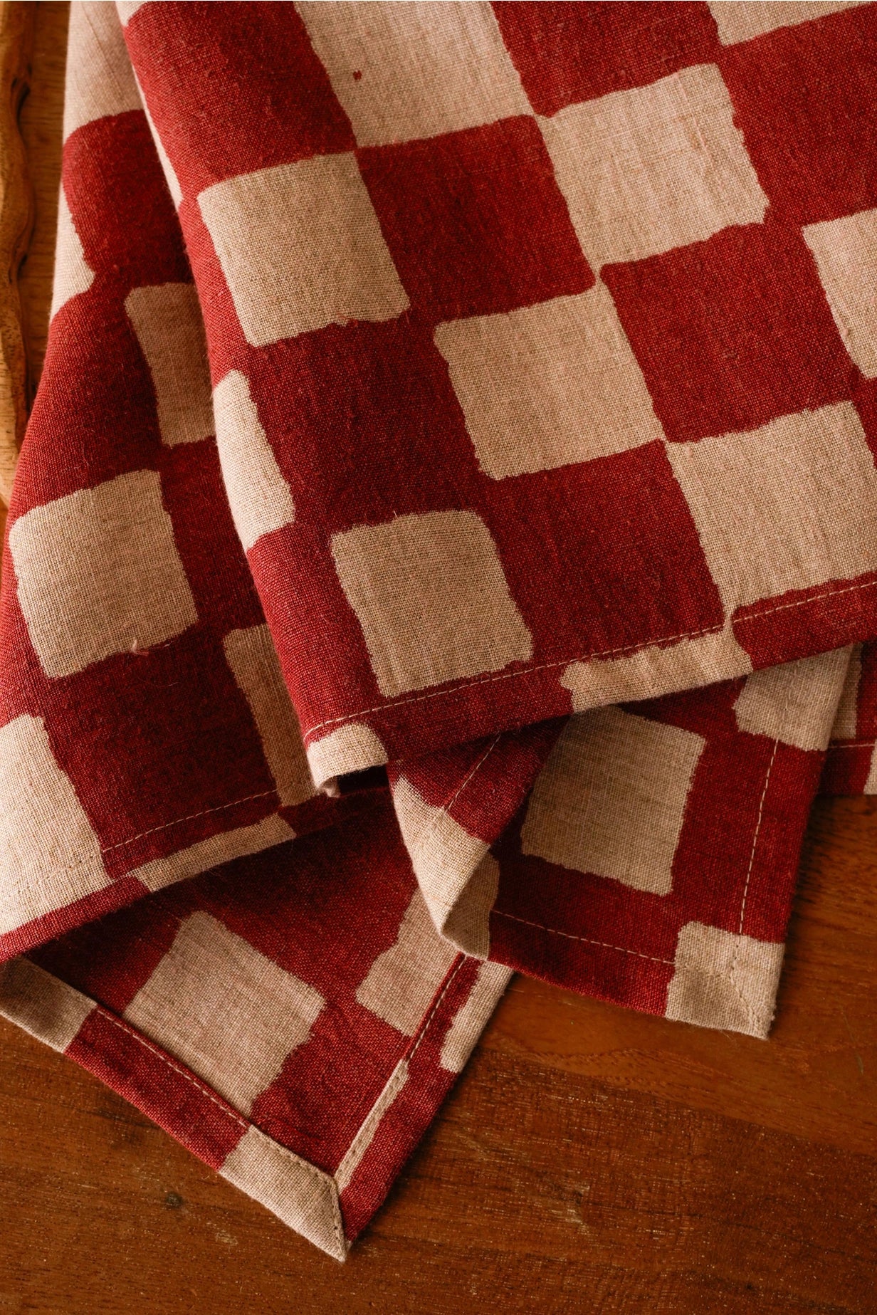 Linen Chequers Napkin Set