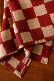 Linen Chequers Napkin Set