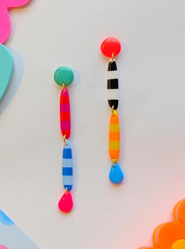 Long Retro Stripes Earrings