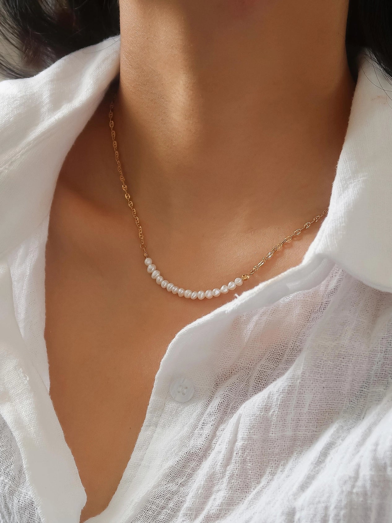 Margaux Freshwater Pearl Chain Necklace