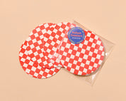 Letterpress Reusable Vellum Coasters (Neon Red)