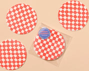 Letterpress Reusable Vellum Coasters (Neon Red)