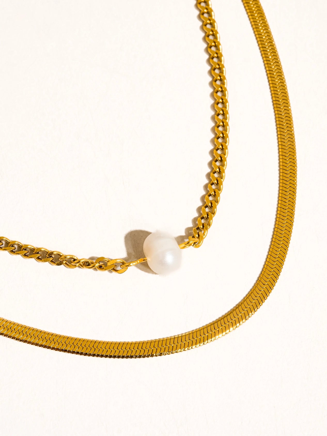 Owen Layered Pearl Chain Necklace