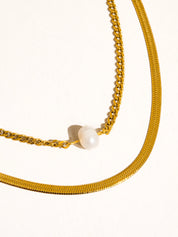 Owen Layered Pearl Chain Necklace