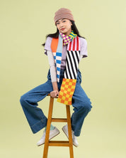 Pattern Patch Skinny Knit Scarf