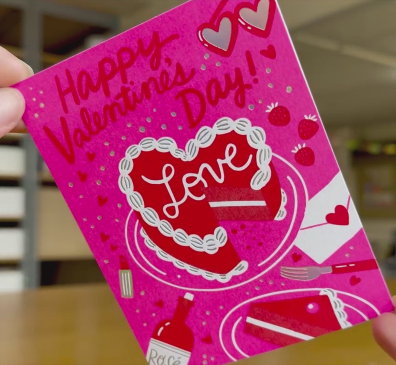 Valentine's Day Love Cake Letterpress Greeting Card