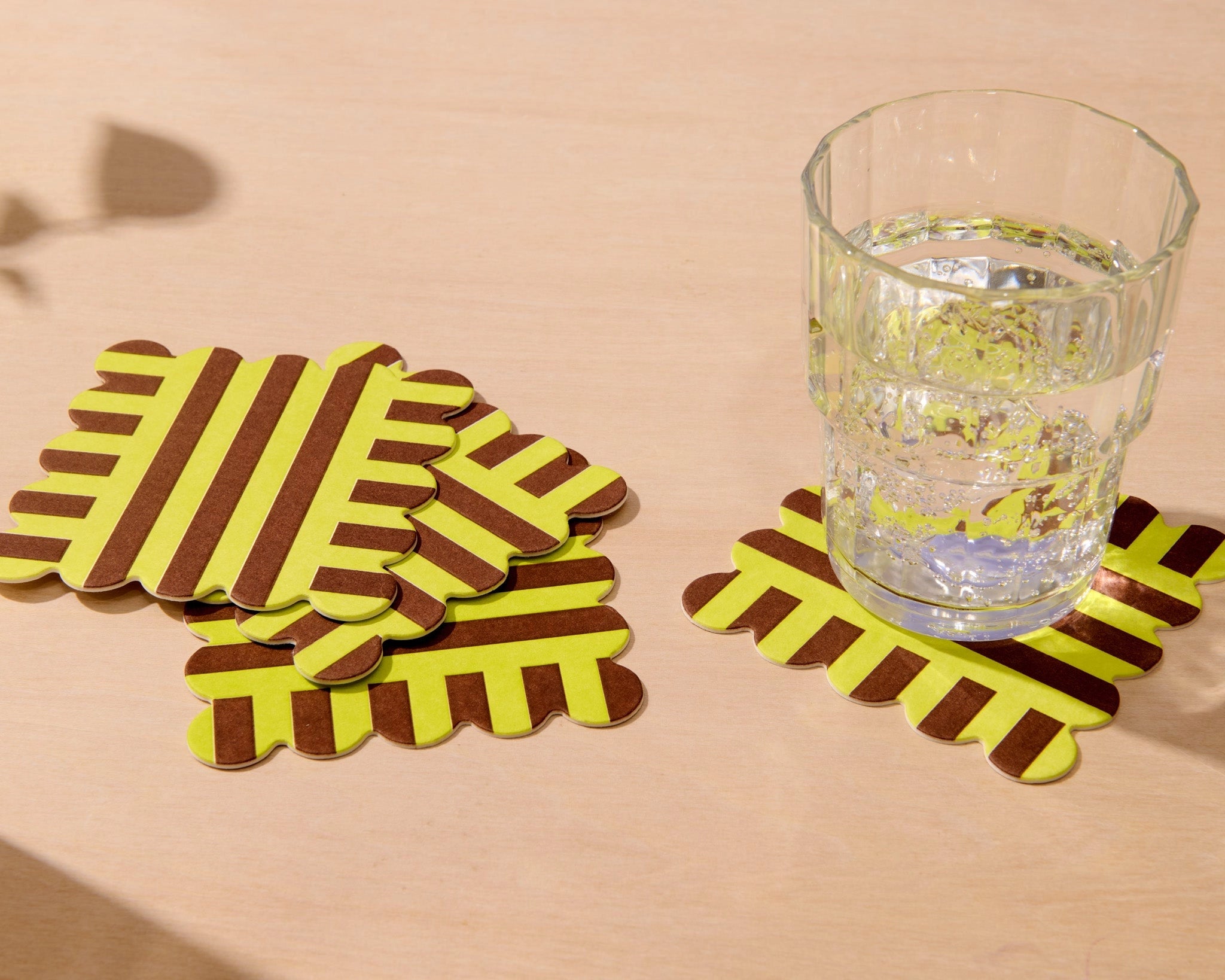 Letterpress Reusable Vellum Coasters (Riviera Stripe)