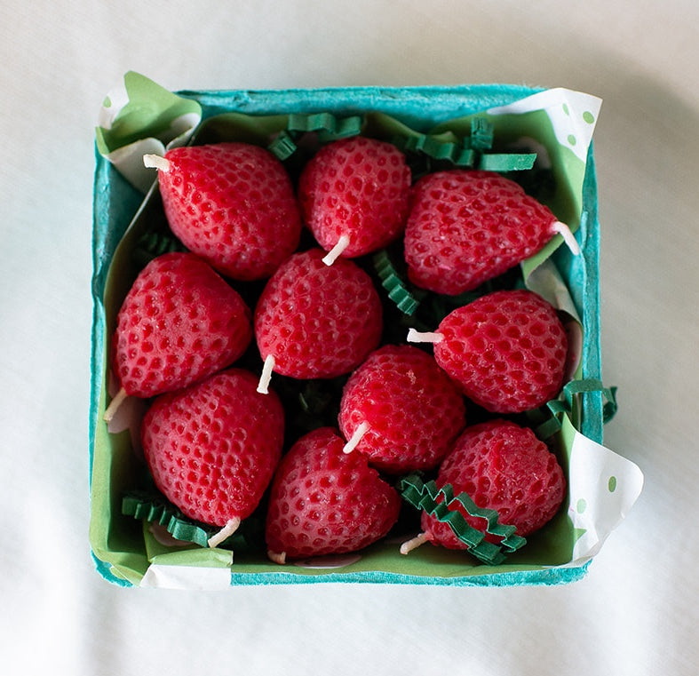 Strawberry Beeswax Birthday Candles